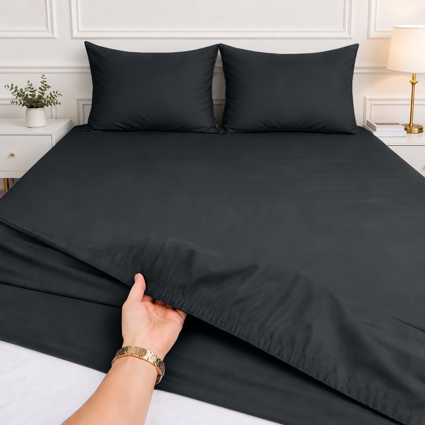 1pc 40CM Extra Deep Fitted Sheet – Soft Comfortable Microfiber Bed Sheet, Durable & Breathable Fabric, All Around Elastic, Wrinkle Resistant, Machine Washable Sheet for Home Bedroom