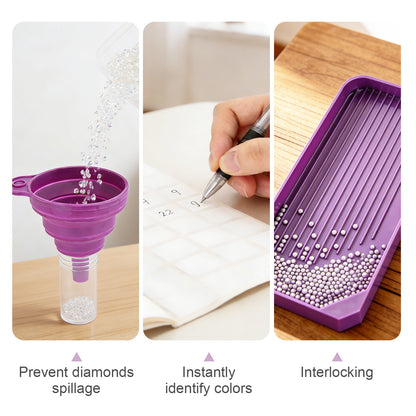 Diamond Painting Storage Box with 60 or 120 Screw-Top Bottles | 282-Piece Accessory Kit with Pens, Trays, Wax & Labels | Portable Diamond Art Organiser Case for Beads & Drills
