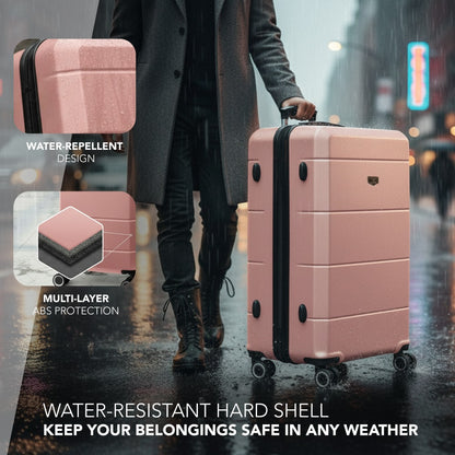 28 Inch Large Suitcase Lightweight ABS Hard Shell with TSA Lock & 4 Spinner Wheels - 75x49x29cm Check-In Luggage, Water-Resistant, UK Stock