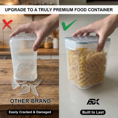 AEX Airtight Food Storage Containers – BPA-Free Plastic Food Storage Containers with 4-Way Lock Lids, Leakproof Dry Food Storage for Cereal, Flour, Sugar & Pasta Stackable Pantry Containers Set Options