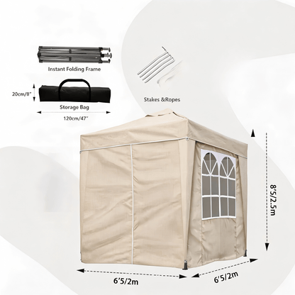Nordivale Portable 2x2/3x3m Pop-Up Canopy with Enclosure Cloth Sidewalls | Instant Shade & Party Shelter for Gardens, Camping & Events