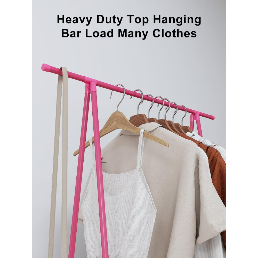 Multifunctional Metal Clothes Hanger with Triangular Wheeled Stand, Mobile Multi-Layer Storage And Organization Rack, Suitable for Home, Kitchen, Wardrobe Organization, Hanging Clothes And Coat Rack - Suitable for Easter, Thanksgiving, Valentine'S Day, Fa