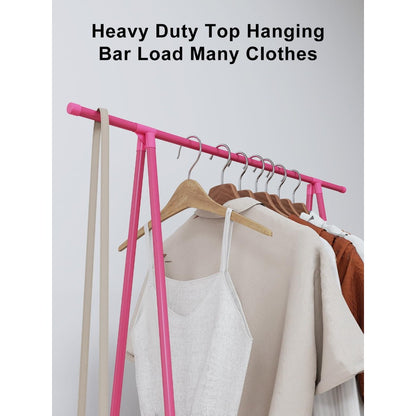 Multifunctional Metal Clothes Hanger with Triangular Wheeled Stand, Mobile Multi-Layer Storage And Organization Rack, Suitable for Home, Kitchen, Wardrobe Organization, Hanging Clothes And Coat Rack - Suitable for Easter, Thanksgiving, Valentine'S Day, Fa