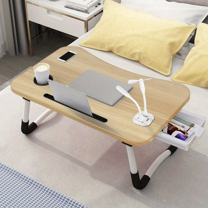 1pc Portable Laptop Desk with Cup Holder & Tablet Slot - Adjustable Bed Tray Table for Work/Eating, Foldable Sofa Desk for Living Room/Bedroom, 23.62×15.75×10.24inch