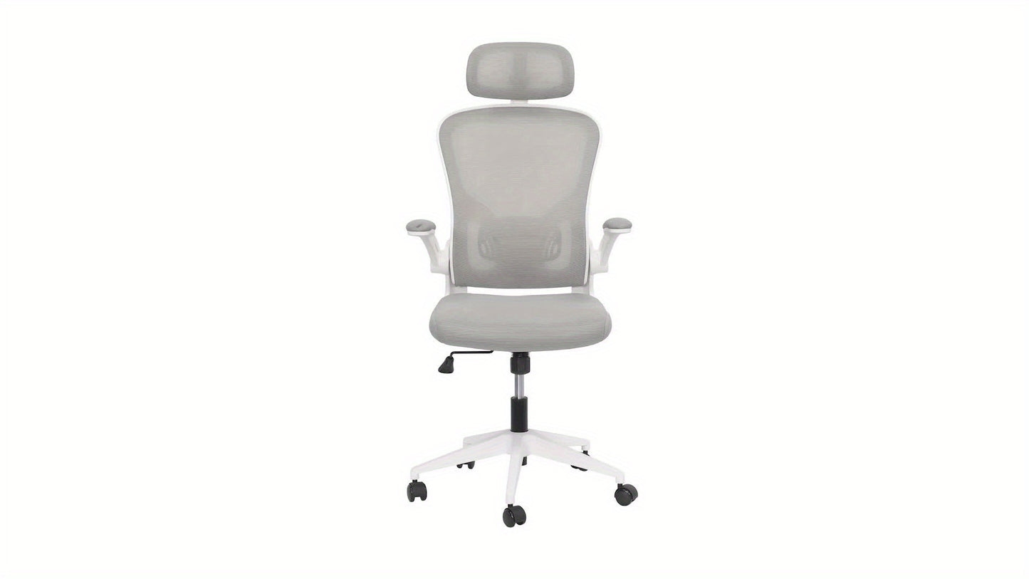 Ergonomic Office Chair with Breathable Mesh Back, Adjustable Headrest & Lumbar Support - Heavy-Duty Swivel Computer Desk Chair with 5-Wheel Base, Height Adjustment, for Home Office, Gaming, Study - /, Easy-Clean Design, Office Chair with Lumbar Supp