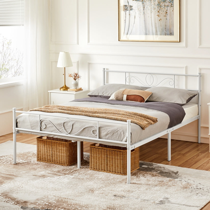 Costoffs Bed Frame, Mattress Foundation, Metal-framed Bed, Bed Frame with Headboard, No Box Spring Needed, Hassle-Free Assembly, Non-slip Mattress Foundation, Under-bed Storage Space