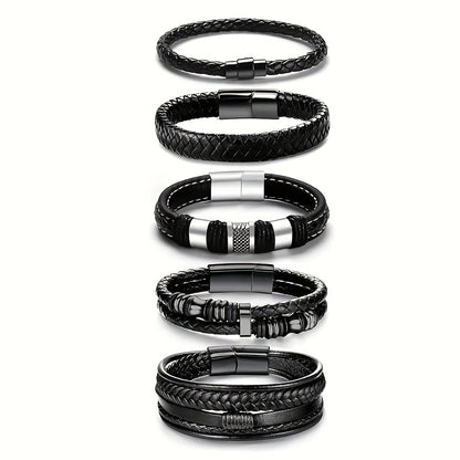 5pcs Men'S Stylish Casual Bangle bangle bracelet Set, Unisex Versatile Accessory, Festival Gift for Valentine'S Day And Graduation Season, Trendy Multi-Piece Jewelry