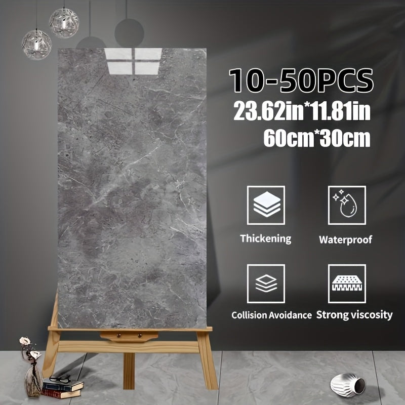 10-20pcs Contemporary Marble Pattern Self-Adhesive Wall Stickers - Waterproof & Oil-Resistan, Glossy Finish, Easy Peel & Stick for Kitchen, Bathroom, Glass, Walls - Removable Modern Home Decor, Bathroom Wall Stickers, Kitchen Decor, Glossy Finish