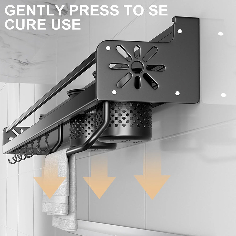 Wall-Mounted Kitchen Storage Shelf Kitchen Hook Rack Wall Mounted Utensil Rack Kitchen Shelf Organiser Spice Racks