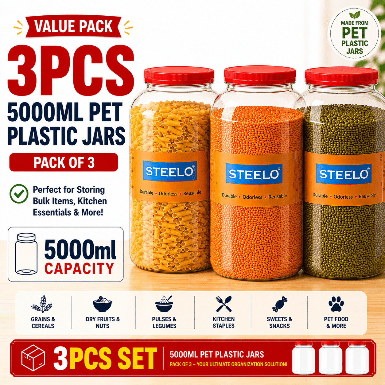 50ml/100ml/200ml/1000ml/1500ml/2000ml/2400ml/3000ml/4000ml/5000ml Plastic Jar with Lid - BPA-free Transparent Round Multi-purpose Container - Dishwasher Safe - Flip-top - Suitable for Lotions, Creams, Body Lotions, Clay, Cosmetics, Beads, Samples and Trav