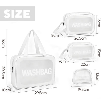 4pcs Clear Travel Toiletries Bag for Women, Travel Toiletry Bags Clear Wash Bag for Toiletries, PVC Waterproof Makeup Bag for Women and Girls