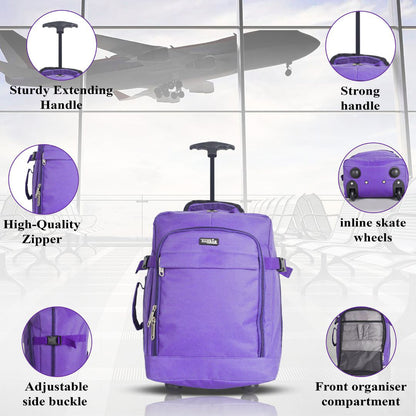 ZAHRAB 40x30x20cm Cabin Bag Underseat Bag Lightweight Hand Luggage Cabin Trolley with Wheels Flight Bags Suit Case