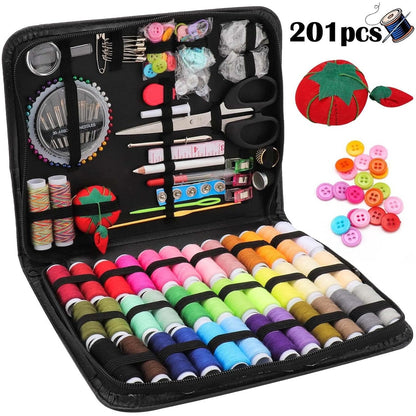 201pcs Professional Sewing Kit Portable Sewing Accessories Bag Complete Sewing Supplies Set Comprehensive Sewing Supplies Set for Home Travel and Emergencies
