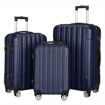 3 Piece ABS Suitcase Set Lightweight Hard Shell Carry-On Hand Luggage Trolley Case 4 Spinner Wheels Travel Set Blue Black Grey Red