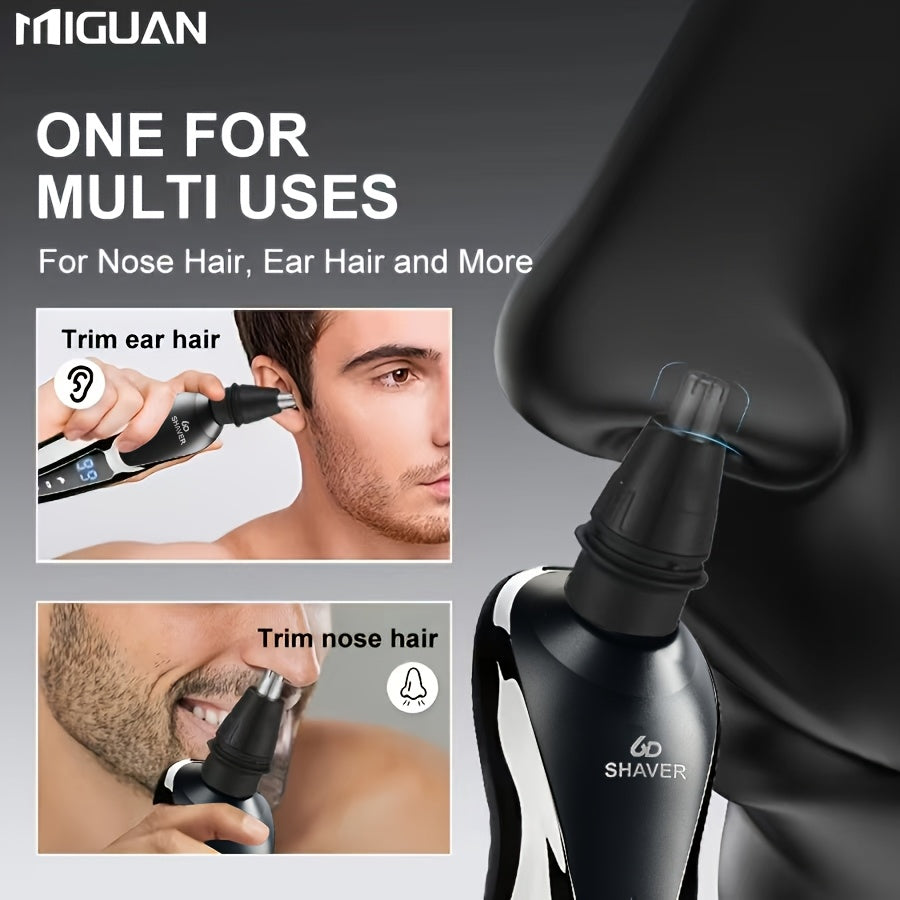 Electric Razor for Men, 3in 1 Electric Shaver Nose Hair Trimmer USBRechargeable Portable Razor 3D Floating Blade Digital Display ShavingBeard Machine