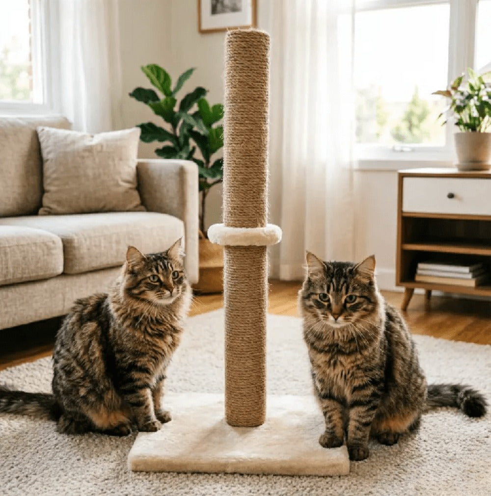 Cat Scratching Post 62cm Tall Sisal Pole Scratcher – Sturdy Cat Furniture for Indoor Cats, Protects Furniture, 3 Colours