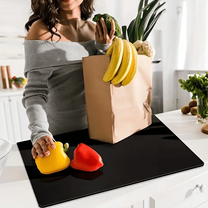 1pc Large Black High-Tenacity Cutting Board, Chopping Board, six non-slip pads, Prevents slipping caused by chopping or water stains for enhanced stability. Kitchen Home Restaurant, Countertop Protection Cutting Board, Fruit Cutting Board, Kitchen Utensil