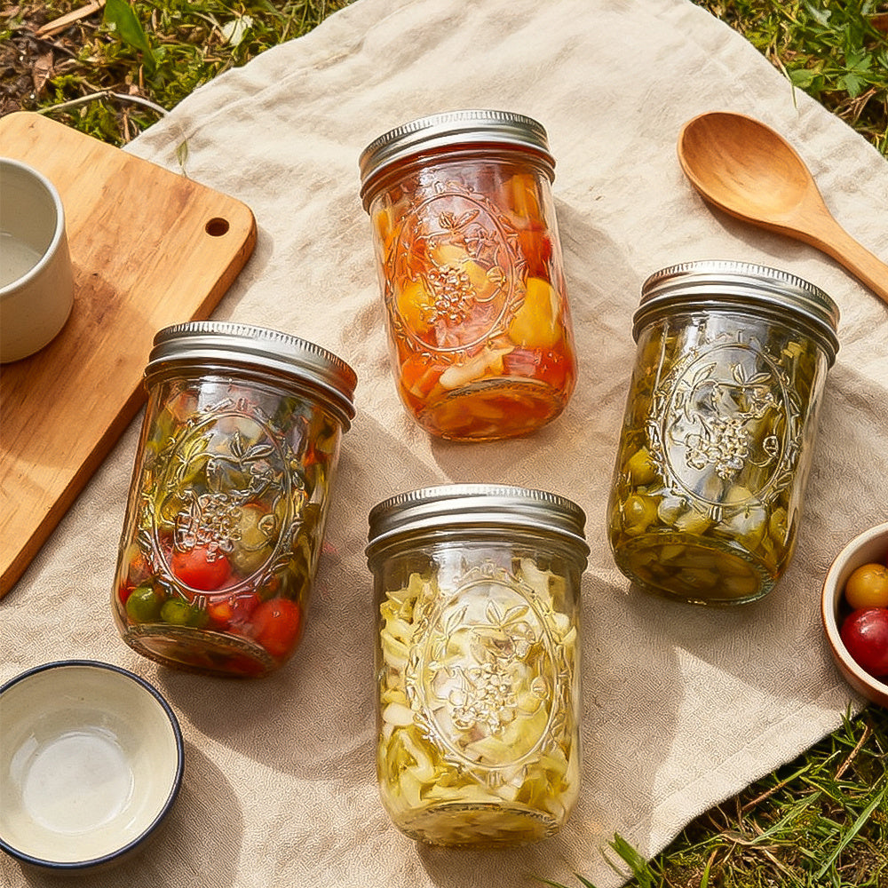 Round Wide-Mouth Mason Jar, Glass Sealed Jar with Lid, 550ml (18.6oz) Large Capacity Storage Container, Perfect for Canning, Juices, and Jams