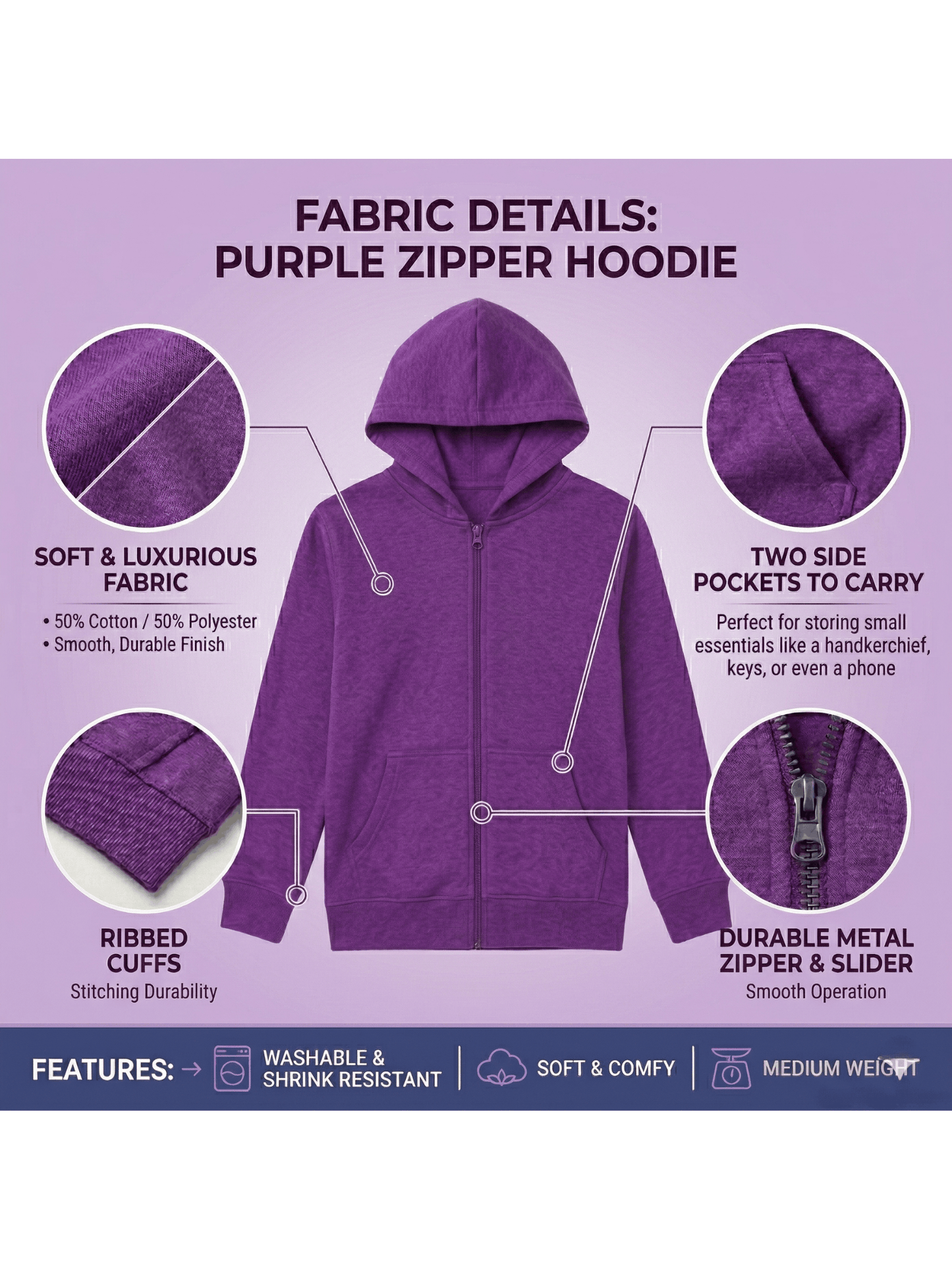 GW CLASSY OUTFIT Boys Girls Casual Fleece Hoodie Kids Lightweight Zipper Sweat Shirt Soft and Comfortable for School and Everyday