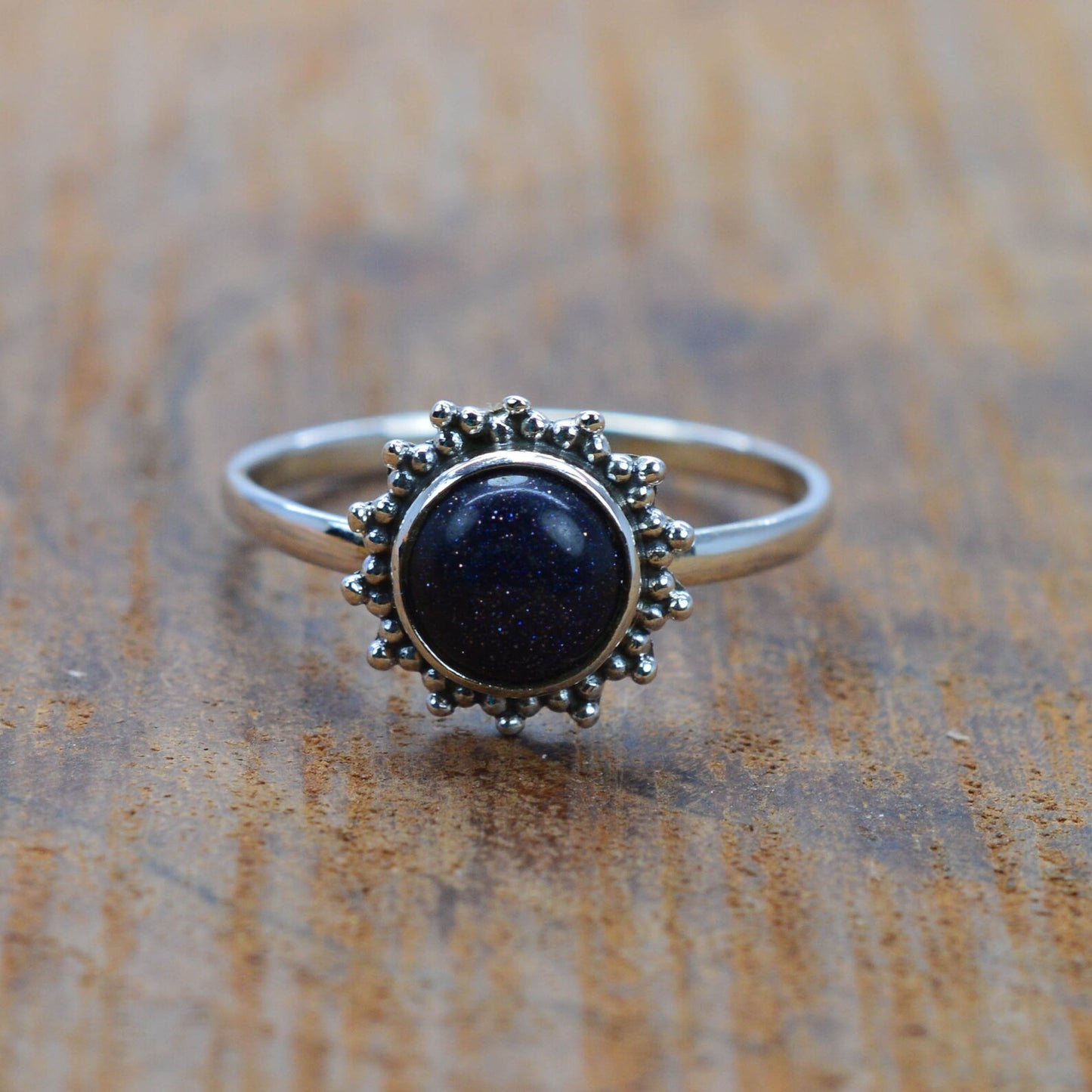 925 Sterling Silver Natural Opal / Labradorite /Moonstone/Labradorite/Amethyst /Turquoise/Chalcedony/Tigers Eye Round Flower Ring