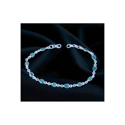 925 Sterling Silver Natural Gemstone Adjustable Bracelet ~ Teardrop Link Bracelet ~ Simple Elegant Jewelry
