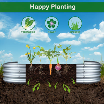 2-Pack Heavy-Duty Galvanized Steel Raised Garden Beds - Rust-Resistant Outdoor Planters, 6x3x1ft (180x90x29cm) Oval Design, Easy Assembly, for Vegetables, Flowers, Herbs, Patio, Balcony, Farm - Modern Garden Boxes, Raised Garden Bed, Patio Gardening, Cont