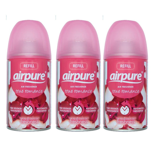 3 x Airpure True Romance Room And Fabric Spray 250ml Each Refreshing Fragrance Spray For Home And Living Spaces