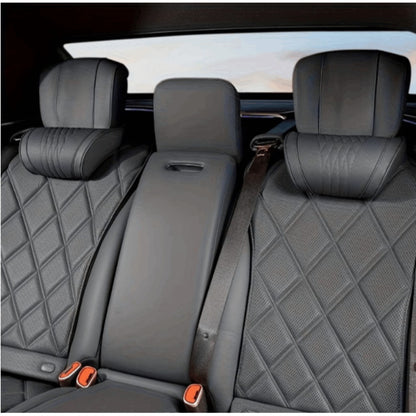 Nappa Leather Car Neck Pillow Headrest and Lumbar Support Cushion Breathable Embroidery Design Universal Auto Interior Accessory