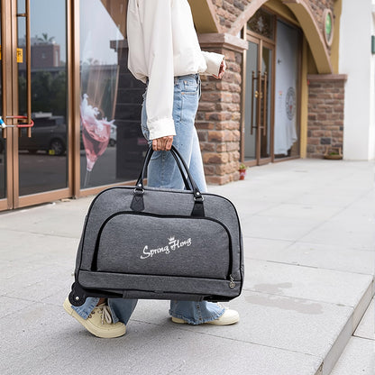 Foldable Wheeled Travel Duffel Bag, Large Capacity Rolling Handheld Luggage for Family Vacations, Outdoor, and Short Trips, Easy - To - Carry Tote with Durable Build