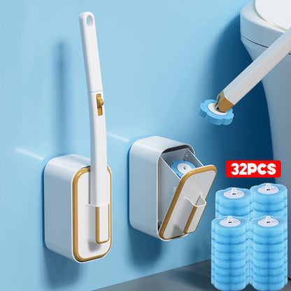 Toilet Brush Set, Toilet Brush and Holder with 32 Brush Heads, for Bathtub, Sink, Bathroom, Bathroom Glass Door, Outdoor Tools, Fish Tank, Pet Supplies