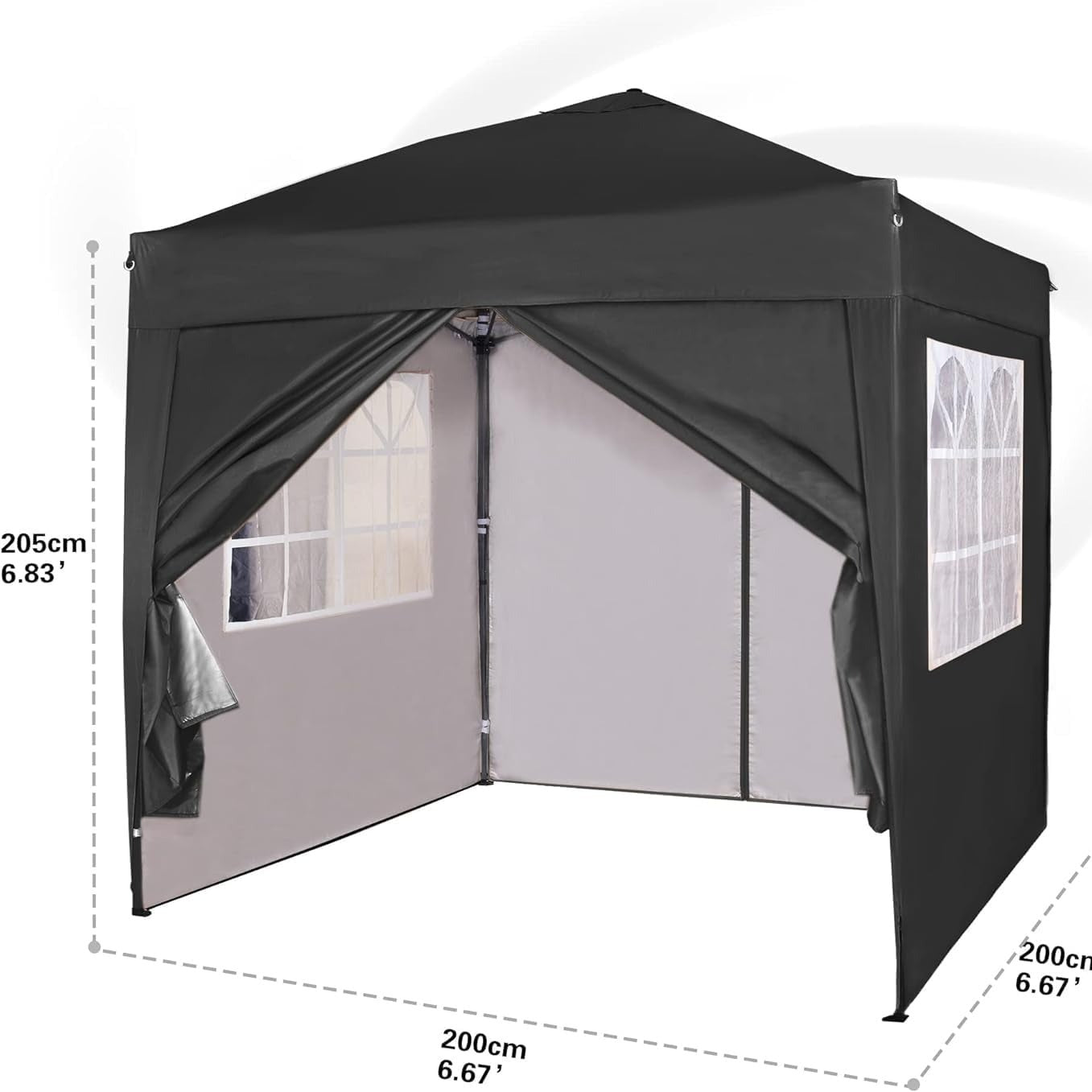 Pop-up Gazebo 2m x 2m With Sides Silver Protective Layer Waterproof Marquee Canopy