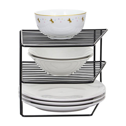 3 Tier Corner Kitchen Plate Rack Tidy Cupboard Shelf Insert Organiser New