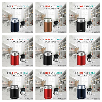 FOOD FLASK STAINLESS STEEL KEEP FOOD WARM AND COLD TOP QUALITY VACCUM TECHNOLOGY