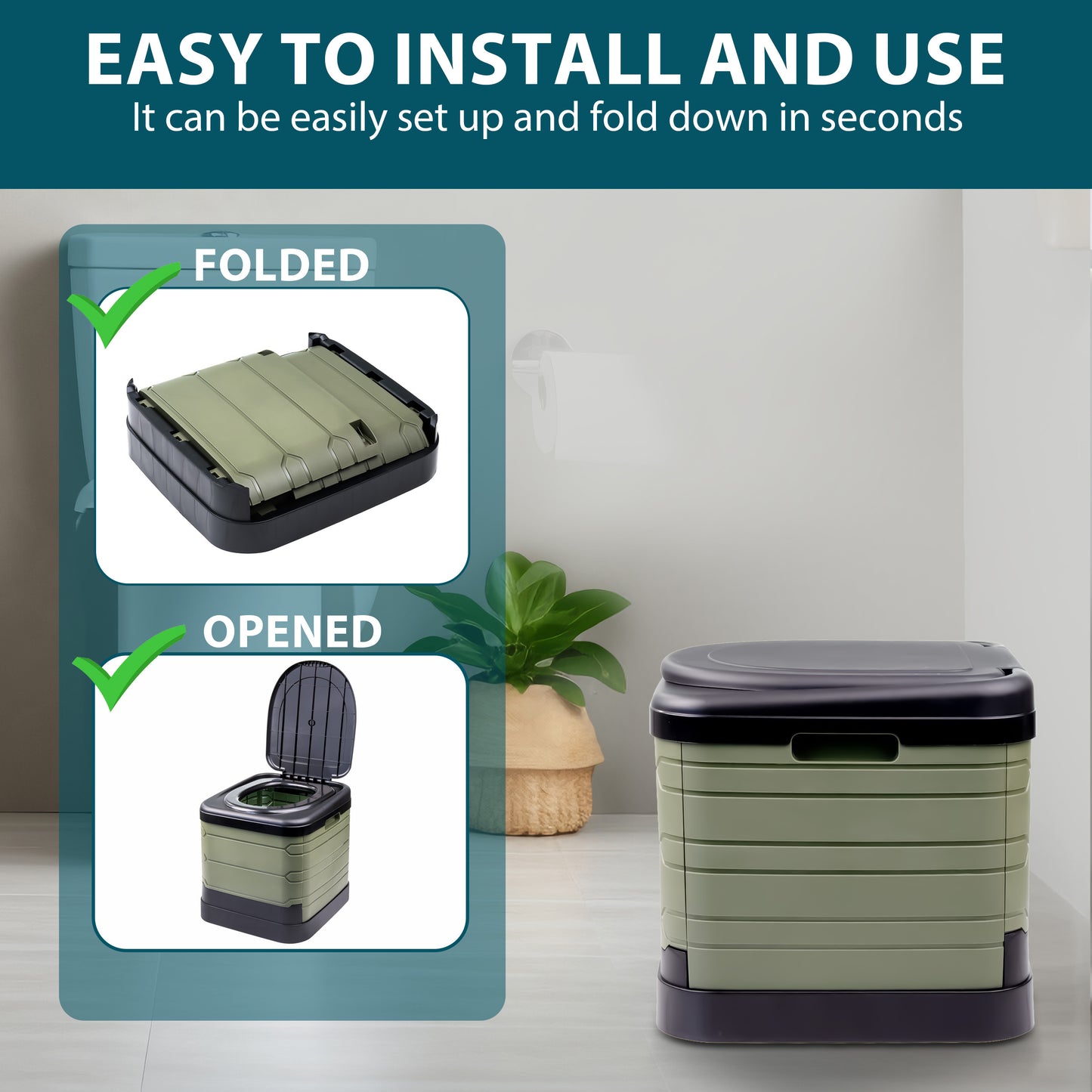 24L Portable Camping Toilet – Compact Outdoor Travel Potty Loo for Caravan, Folding Toilet, Fishing, Hiking, Festivals & Picnics – Lightweight, Easy-Clean Design