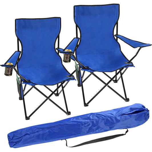 Taylor & Brown Set of 2 Lightweight Folding Camp Chair - Portable Chairs with Cup Holder, Side Pocket and Bag Perfect for Camping, Festivals, Garden, Fishing, Beach and BBQs, Camping Chair