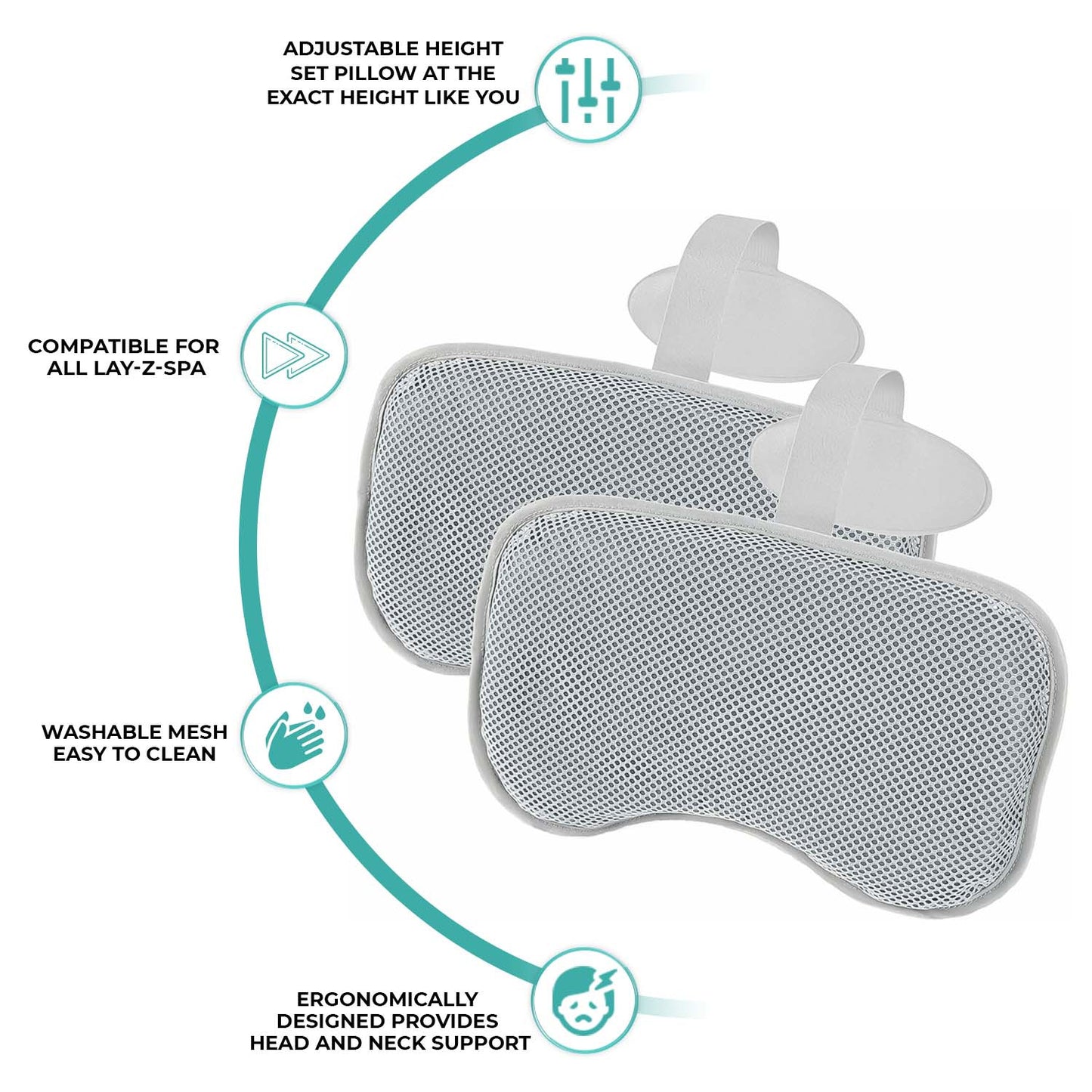 Bestway Lay-Z-Spa Padded Pillow Neck and Head Support for Hot Tub Set of 2