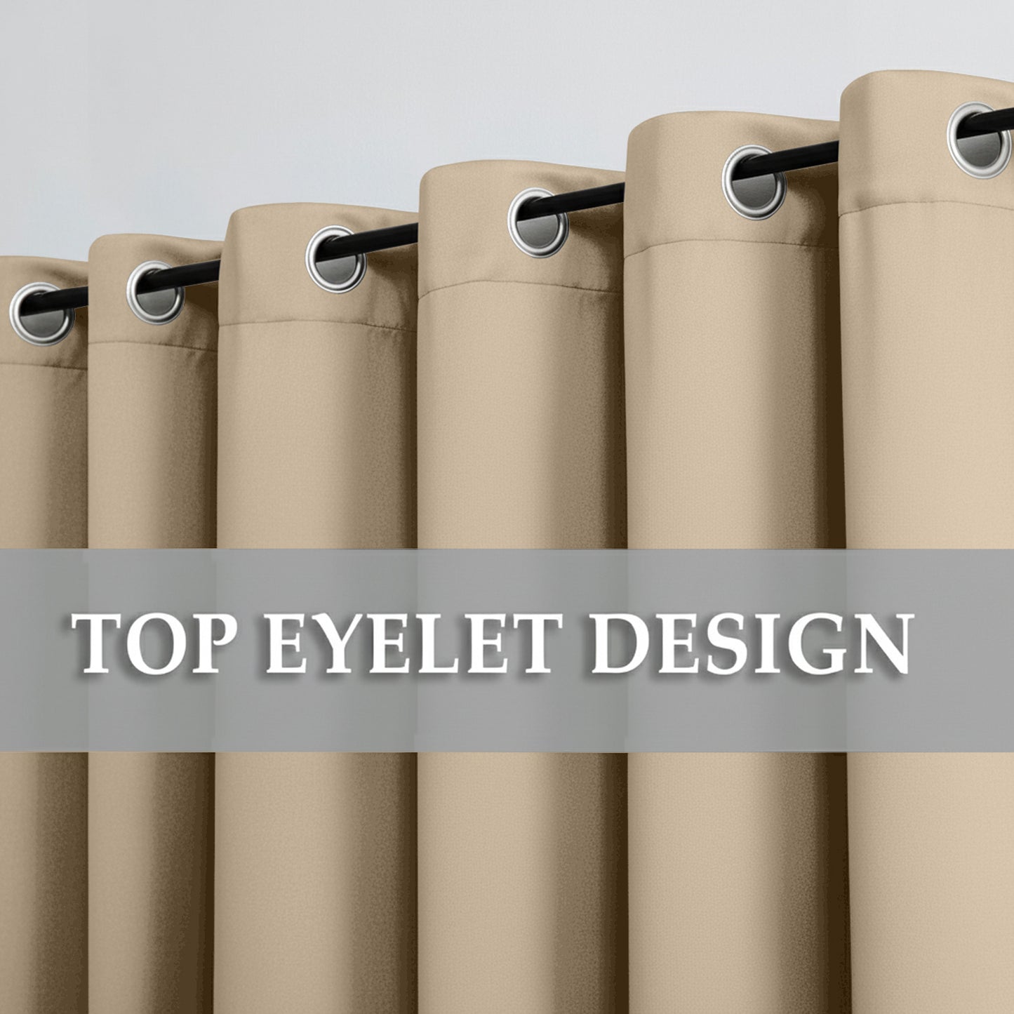 2pcs Full Blackout Eyelet Curtains – Thermal Insulated & Soundproof Drapes, Energy-Saving, Noise Reducing, perfect for Bedroom, Living Room & Home Decoration, Includes Matching Ties