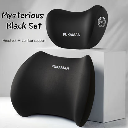 Car Headrest & Lumbar Cushion Set Ergonomic High-Density Foam – 2-in-1 Neck Pillow & Back Support for Long Drives, All Season Comfort Upgrade for Car Seats