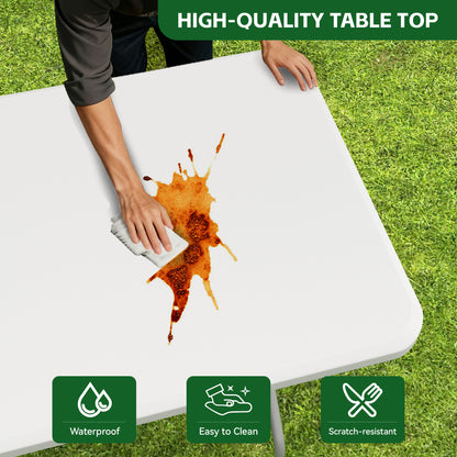Portable 5FT Dining Garden Table, Foldable 5FT Trestle Catering Heavy Duty Folding Table, Indoor & Outdoor Multi-Purpose Picnic BBQ Party Table
