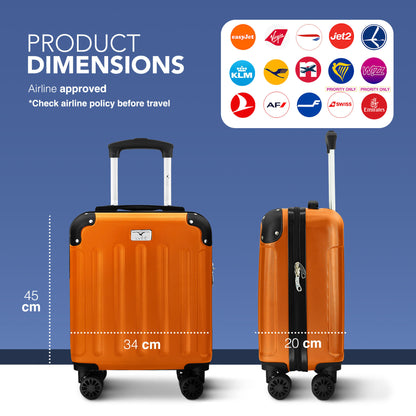 LUGG Skywander 15 Inch (45x34x20cm) Lightweight Underseat Cabin Bag EasyJet Approved Carry-On Suitcase, Durable ABS Hard Shell, Smooth Double Spinner Wheels, Water Resistant & Compact Travel Luggage (45x34x20cm)
