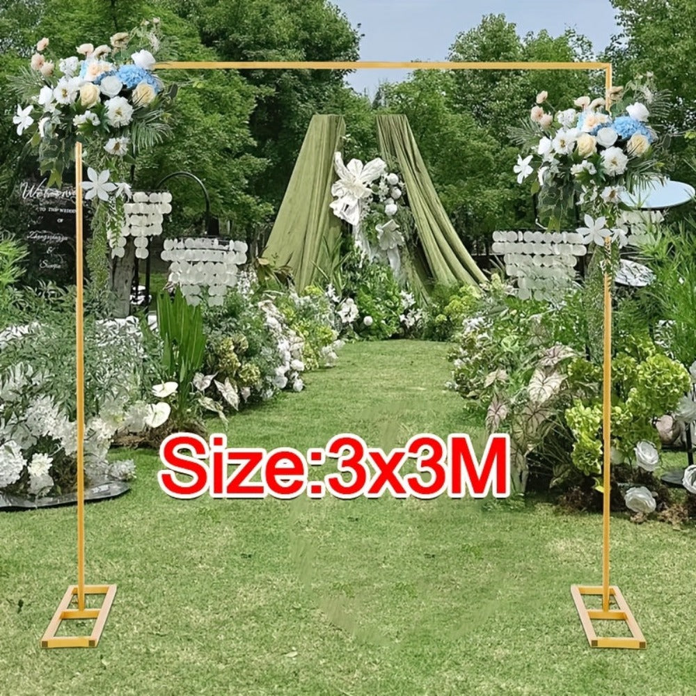 3x3m Gold Wedding Backdrop Stand – Adjustable Metal Pipe Background Frame for Weddings, Parties & Photo Booths | Free UK Delivery