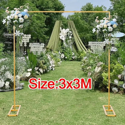 3x3m Gold Wedding Backdrop Stand – Adjustable Metal Pipe Background Frame for Weddings, Parties & Photo Booths | Free UK Delivery