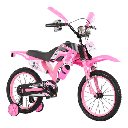 Touch of Venetian 12" / 16" Boys Motorcross Bike with Stabilisers Black Red Green Blue Moto Wheels Kids Bicycle for Ages 2-9 Years Old Motorcycle Sound Motorcross