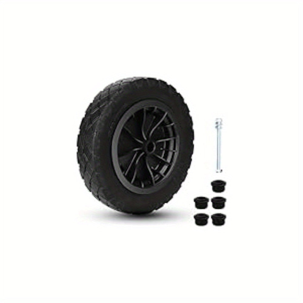 Foam Filled Wheelbarrow Wheel 14 Inch with Axle – PU Puncture Proof Tyre 3.50-8 Heavy Duty 120kg Replacement for Garden Barrow Trolley Cart UK