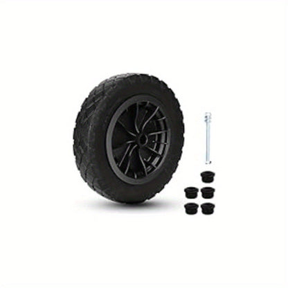 Foam Filled Wheelbarrow Wheel 14 Inch with Axle – PU Puncture Proof Tyre 3.50-8 Heavy Duty 120kg Replacement for Garden Barrow Trolley Cart UK