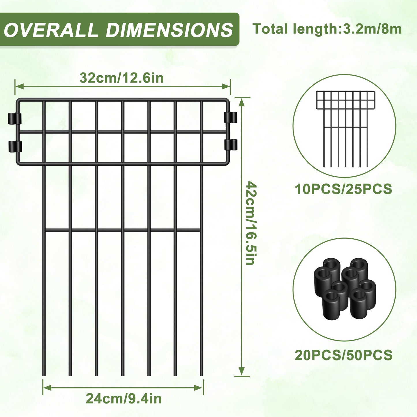 [3D] Metal Decorative Garden Fence Metal Fence Panels Mesh Fence Border Fence Edging Landscape Fencing Animal Barrier for Flower Bed, Yard, Dogs, Pond, 10pcs/ 25pcs