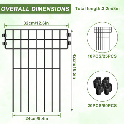 [3D] Metal Decorative Garden Fence Metal Fence Panels Mesh Fence Border Fence Edging Landscape Fencing Animal Barrier for Flower Bed, Yard, Dogs, Pond, 10pcs/ 25pcs