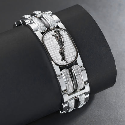 1pc Men's Fashionable  Vintage Style Copper 18K Gold Plated-Plated Leopard Tag Cuff Bracelet, Luxurious Tag Design Suitable for Men and Women's Daily Wear, the Best Gift for Valentine's Day and Father's Day