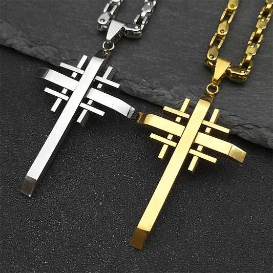 Punk Jerusalem Crusaders Cross Necklace Pendant for Men Women 304 304 Stainless Steel Prayer Amulet Male Chain Jewelry Collar Cruz