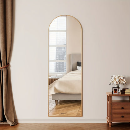 Full Length Mirror, 150 X 50cm, Curved Full Length Mirror with Aluminium Frame, Free Standing Or Hanging Mirror for Living Room, Bedroom, Entryway